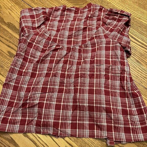Madewell Red Plaid Viscose Button Down Blouse Women’s XS - Picture 4 of 4